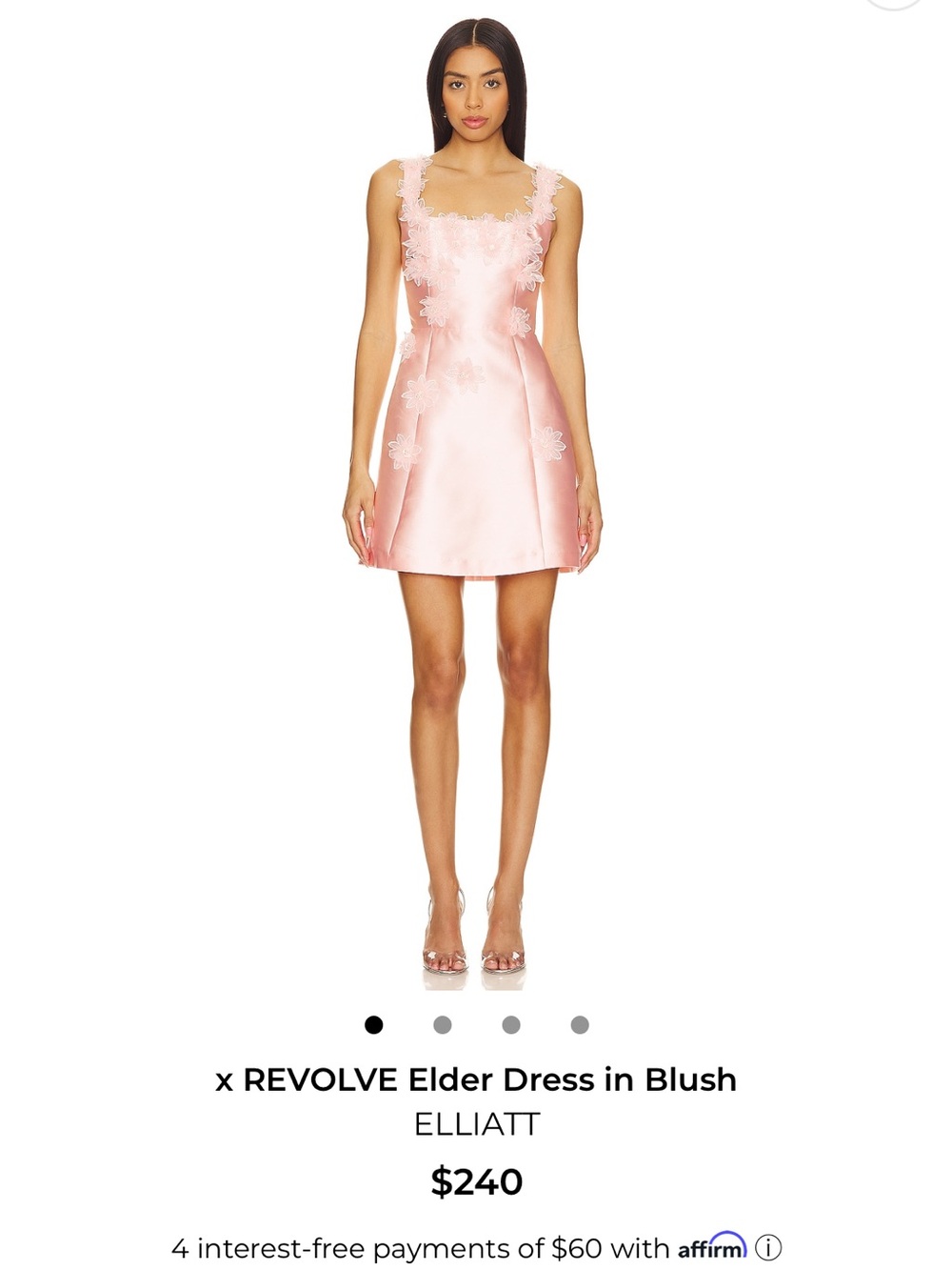 Elliatt Blush Satin A-Line Dress with Floral Appliqué